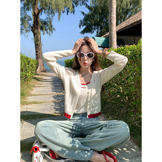 <曾小咸推荐>3.27现货秒杀 ！微信超特价！撞色针织开衫 日常139.99 立减80 秒杀59.99！！ 商品图2