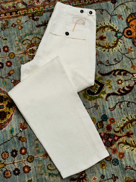 Fortela 白色亚麻工装裤 商品图1