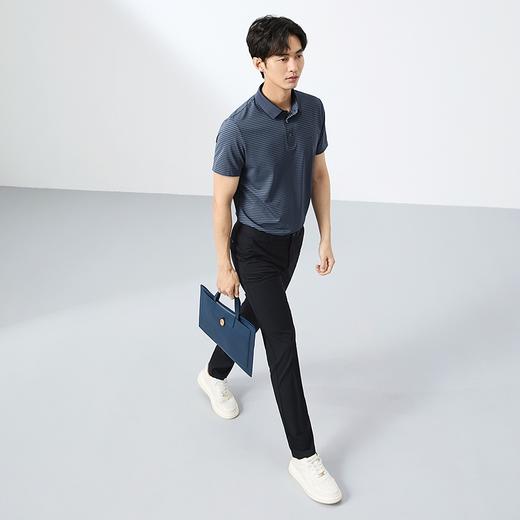柒牌条纹短袖polo衫男夏季新款时尚百搭中青年舒适弹力翻领T恤衫128T73040 商品图1
