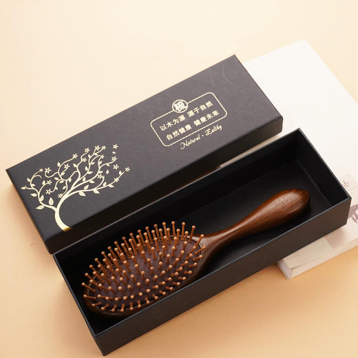 【礼盒装！金丝檀木气囊梳】三八妇女节气垫梳子礼盒装梳子按摩梳女士卷发天然刻。ry 商品图6