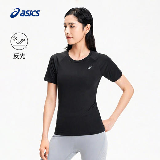 ASICS亚瑟士夜跑女式轻量针织跑步短袖T恤圆领反光印花短袖2012D024-001 商品图1