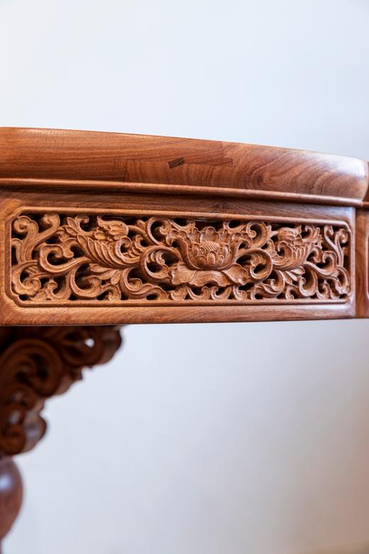 红桥红  家具严选  缅甸花梨（大果紫檀）【云石面108清式小圆桌】 商品图4