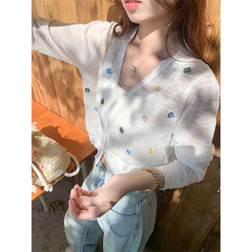 <曾小咸推荐>3.28现货秒杀 ！微信超特价！韩系彩色绣花开衫 日常129.99 立减60 秒杀69.99！！ 商品图1