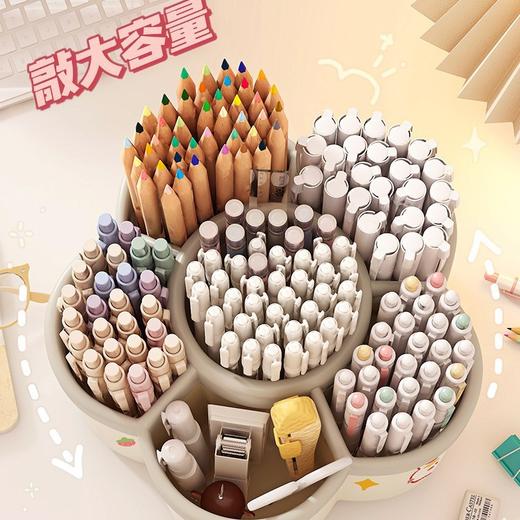【送贴纸❗️9.9抢大容量旋转笔筒】拿取便携，防水防污，多功能桌面加厚文具收纳盒学生笔筒创意可爱送卡通六一儿童节礼物 商品图2