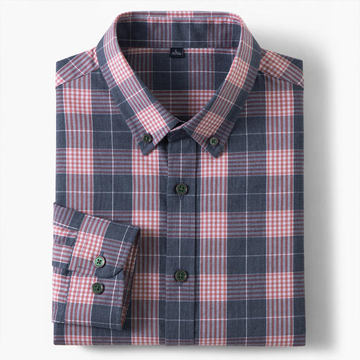 【莱赛尔棉】罗蒙春秋男士格子衬衫休闲通勤上班百搭长袖男舒适简约大方翻领男衬衣 商品图1
