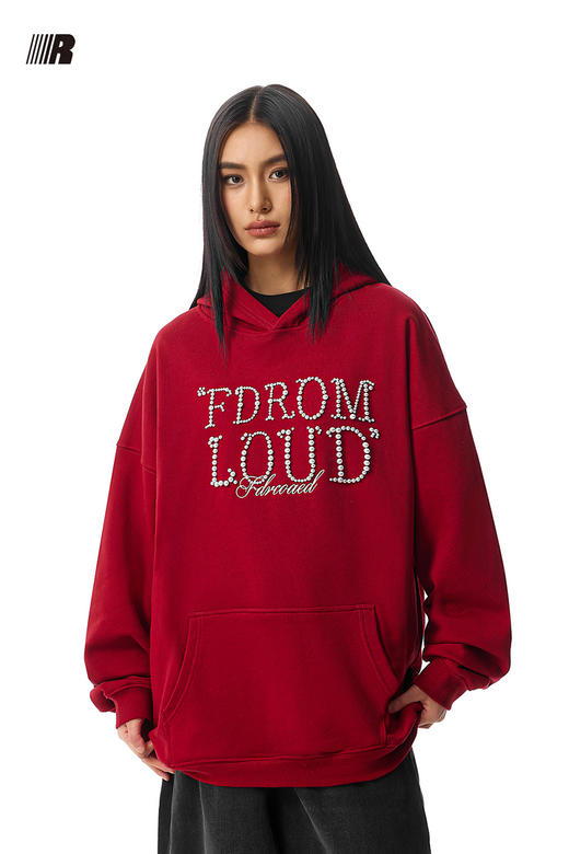 FDR官方店 美式钉珠连帽卫衣男女春秋季情侣装宽松运动上衣帽衫 商品图5