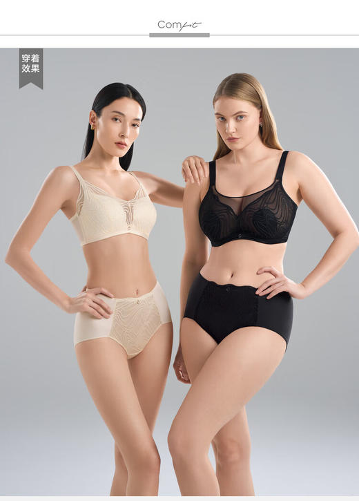 【3F】Comfit夏季薄款内裤女薄款高腰蕾丝透气大码包臀三角内裤C200186 商品图0