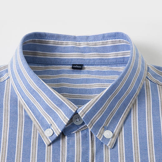 【100棉】罗蒙春秋男士通勤条纹长袖衬衫舒适百搭经典翻领职业上班穿搭休闲男衬衣 商品图4