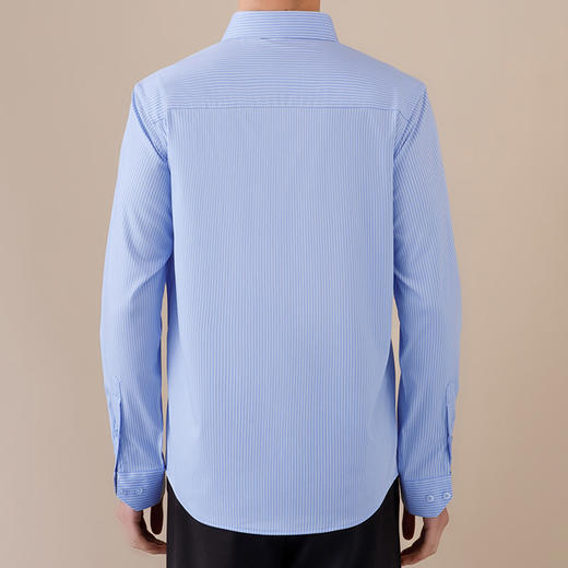 【含蚕丝】罗蒙男士春款长袖细条纹休闲舒适挺括衬衫通勤休闲上班男衬衣 商品图3