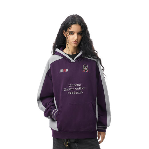 FDR官方店 徽章撞色连帽卫衣男女春季重磅美式运动宽松情侣装上衣 商品图1