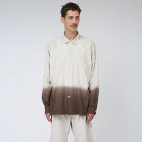 nanamica Regular Collar Wind Shirt渐变染色有机棉条纹按扣衬衫