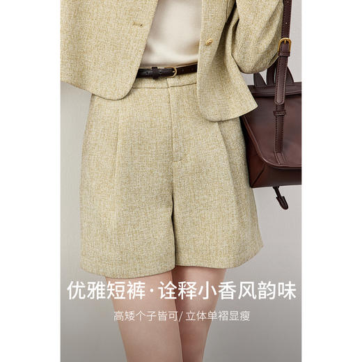 【内购】小个子优雅通勤梨型身材显瘦立体单褶直筒短裤-151K58772 商品图1