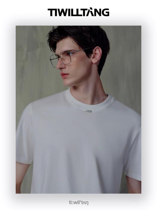 TIWILLTANG启世录“玄寂屿寰”蓝血新贵精奢细节控黑白纯棉T恤夏 商品图7