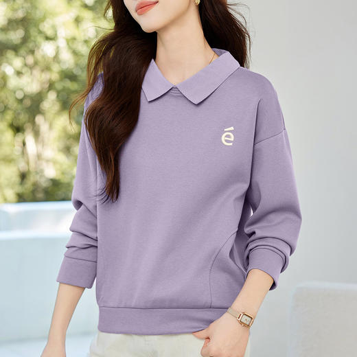 雀说翻领卫衣女薄款新款爆款紫色上衣时尚洋气减龄外套AL30066 商品图0