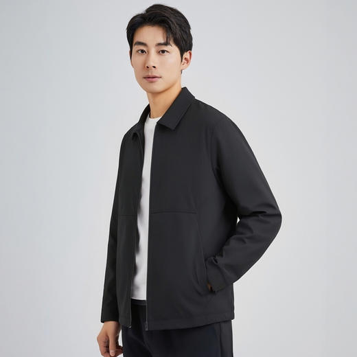 圣得西简约百搭翻领夹克青年男2025春秋新款韩系拉链式开衫外套 商品图3