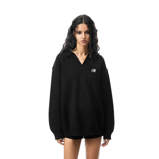 【黄俊捷同款】FDR V领翻领R字针织衫毛衣男女秋冬季情侣打底上衣 商品图2