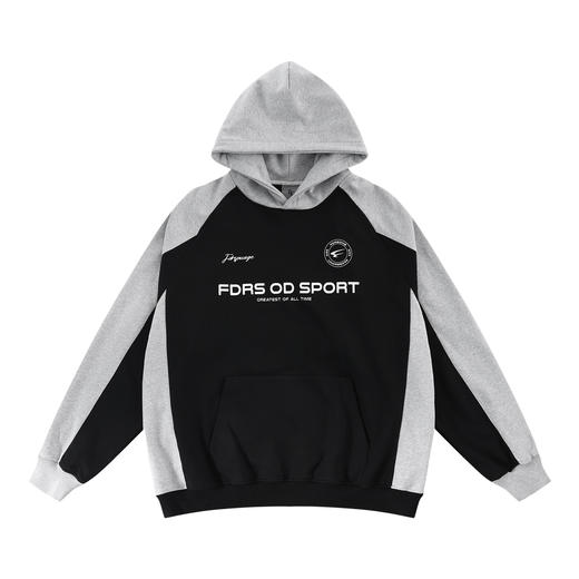 FDR 国潮美式拼色插肩连帽卫衣男女春秋季潮牌情侣装宽松上衣帽衫 商品图4