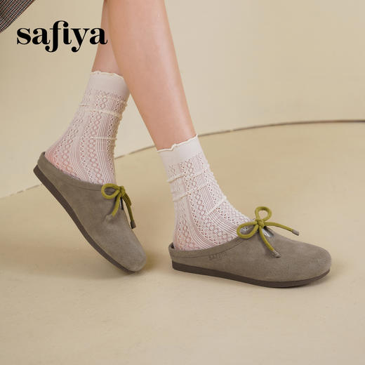 预售10天发|Safiya/索菲娅2025咖啡庄园复古软底休闲外穿懒人勃肯凉拖 SFD1110401 商品图5