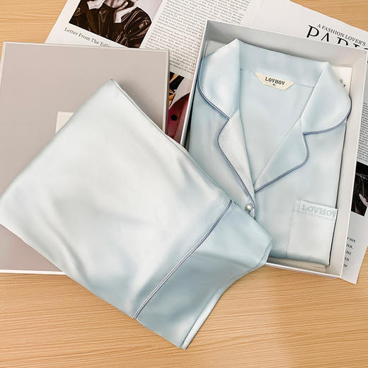 鹿好冰丝睡衣女秋季长袖长裤套装送闺蜜高级感礼盒装家居服可刺绣 商品图0