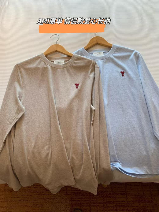 原单正品爱米AMI 爱心刺绣情侣款长袖，纯棉质地，面料很舒服，不易皱，平整有型。
两个色，尺码XS-XL 商品图8