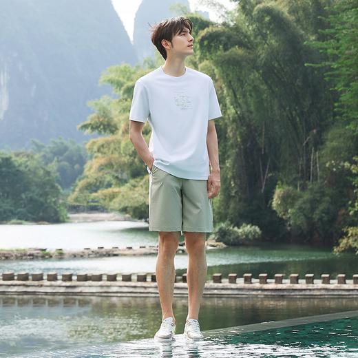 柒牌男士宽松圆领短袖T恤衫男2025夏季薄款植物花卉休闲百搭上衣128T72900 商品图3