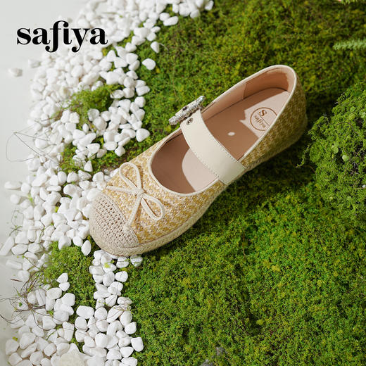 预售10天|Safiya/索菲娅2025休闲编织一字带钻扣百搭玛丽珍渔夫鞋SFD1111053 商品图6