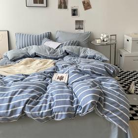 极简爱J.LOVE 2025新款无印风印花水洗棉四件套 床上用品学生宿舍床单