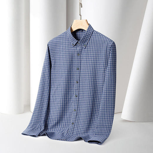 秋新款全棉磨毛格子长袖衬衫男式修身衬衣男士百搭商务休闲寸衫    LSBT-CK123 商品图2