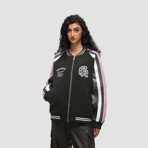 FDR 国潮高街异料拼色棒球服外套男女秋冬季美式情侣宽松上衣夹克 商品图2