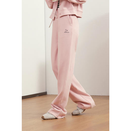 【严选】诗凡黎开春粉色运动休闲裤2025春新品韩系穿搭慵懒直筒显瘦长裤7G1250071 商品图3