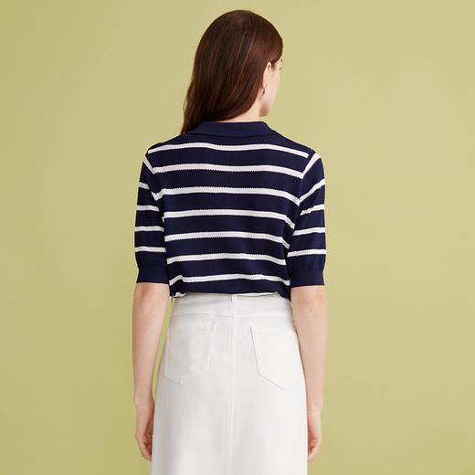 EITIE爱特爱夏季新款条纹显瘦百搭针织衫7701407 商品图9