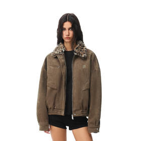 FDR官方店 巴恩风可拆卸豹纹翻领夹克外套男女春季美式情侣装上衣