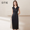 EITIE爱特爱夏新款V领优雅显瘦拼接连衣裙7707433 商品缩略图0