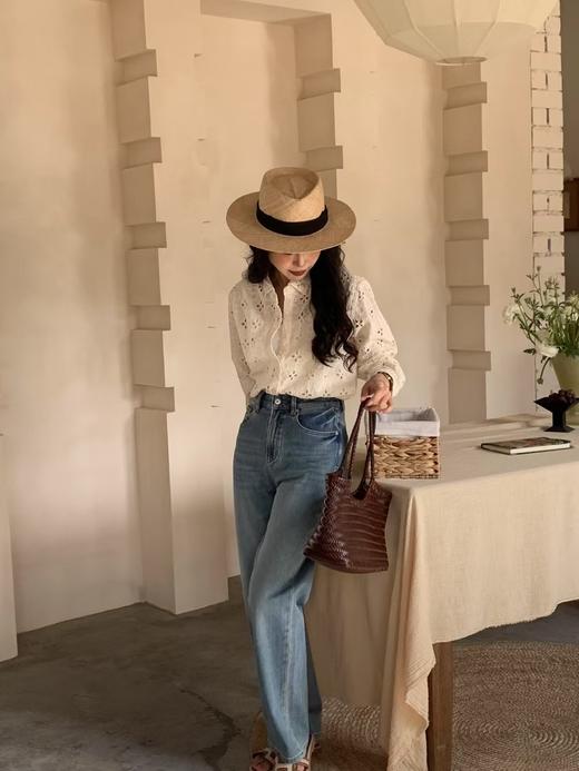 老米优品🎈篙端！韩国1：1定制《镂空重工刺绣衬衫》奶油色系，优雅温柔，精致韩国小姐姐  CY240904A 商品图6