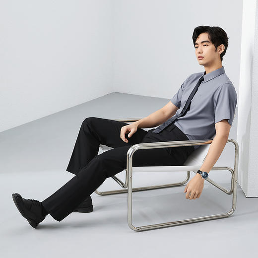 【含桑蚕丝】柒牌男装短袖衬衫2025夏季新款休闲百搭商务方领衬衣128A70980 商品图3