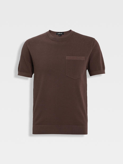 callisto启程系列榛果棕优质长绒棉混纺弹力透气T恤 商品图0