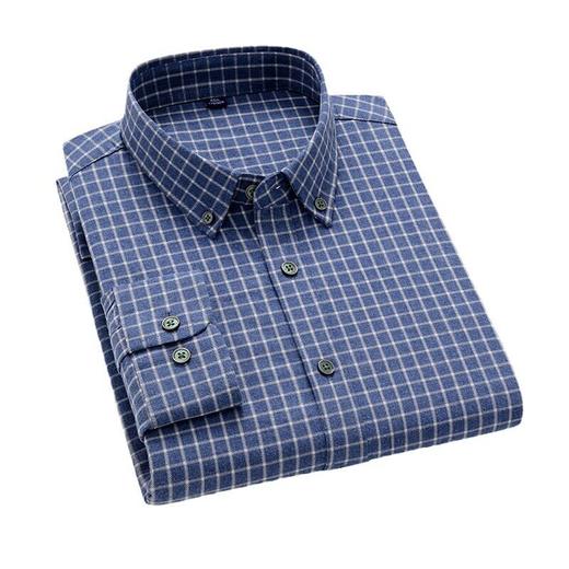 秋新款全棉磨毛格子长袖衬衫男式修身衬衣男士百搭商务休闲寸衫    LSBT-CK123 商品图4