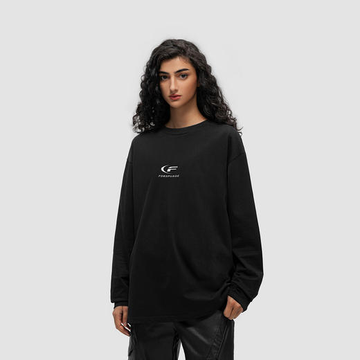 FDR 原创国潮月牙印花长袖t恤男女秋冬季潮牌美式情侣装打底上衣 商品图2