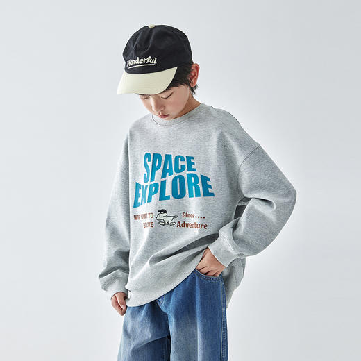 蓝汽水 2025春夏第一波新品纯色圆领套头卫衣-844B256008JY 商品图2