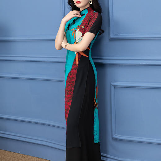 YBY S1087旗袍套装裤两件套时尚阔腿裤两件套 商品图2