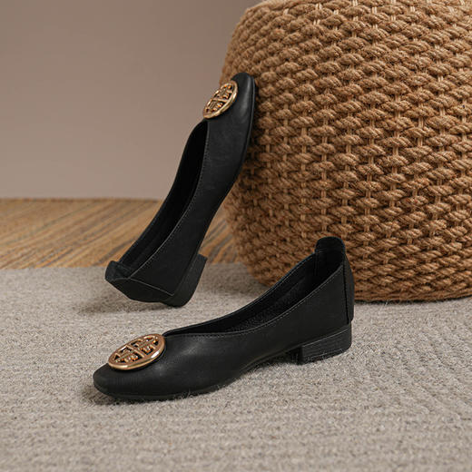 女士春夏季软皮复古搭扣浅口鞋低跟鞋女式文艺方头玛丽珍鞋34-41 商品图8