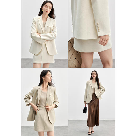 【内购】小个子廓形感垫肩西装领外套中腰A字短裙两件套装-151Z58181 商品图3