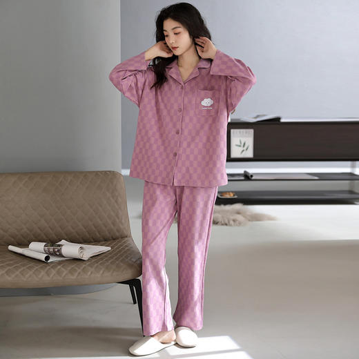 雀说长袖长裤睡衣女秋季纯棉卡通大码宽松休闲可外穿居家服套装AL 商品图9