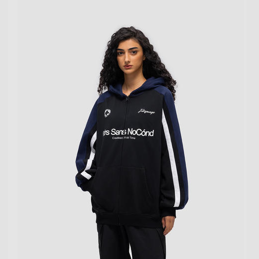 FDR 原创国潮新款拼色连帽卫衣开衫男女春秋季潮牌高阶情侣装上衣 商品图2