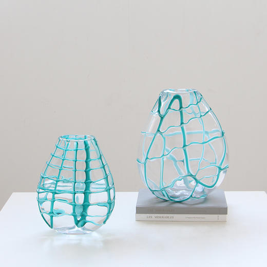 碧轩北欧手工缠丝彩色厚重琉璃花瓶创意桌面家居装饰几何直筒花瓶 商品图2