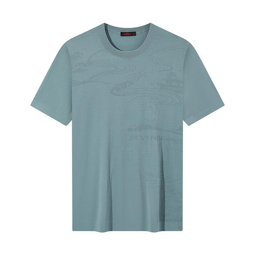 【高端系列】柒牌短袖T恤男2025夏季新款伊力特提花男士圆领上衣128T70440 商品图4