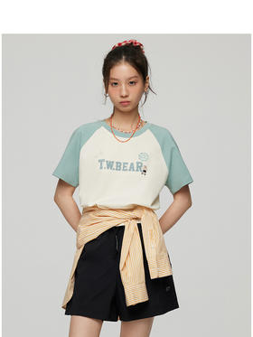 TeenieWeenie小熊字母撞色T恤女夏季女t恤TTRA252308T