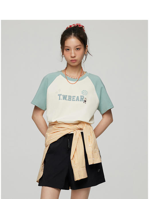 TeenieWeenie小熊字母撞色T恤女夏季女t恤TTRA252308T 商品图0