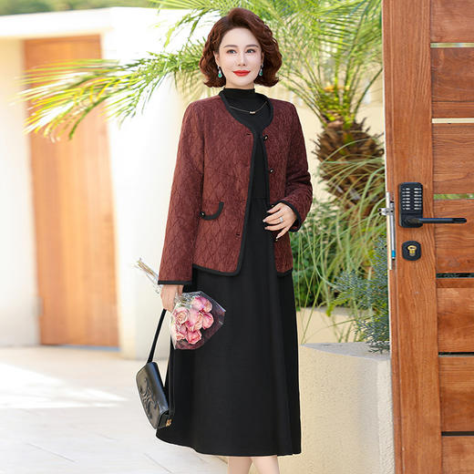 FW 210时尚妈妈装小香风外套+连衣裙两件套 商品图1