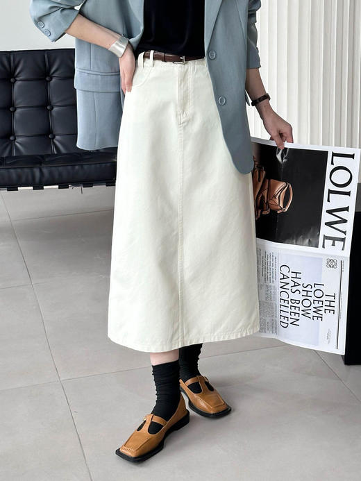 雀说高腰复古牛仔半裙女款直筒a字半身裙AL99053 商品图4